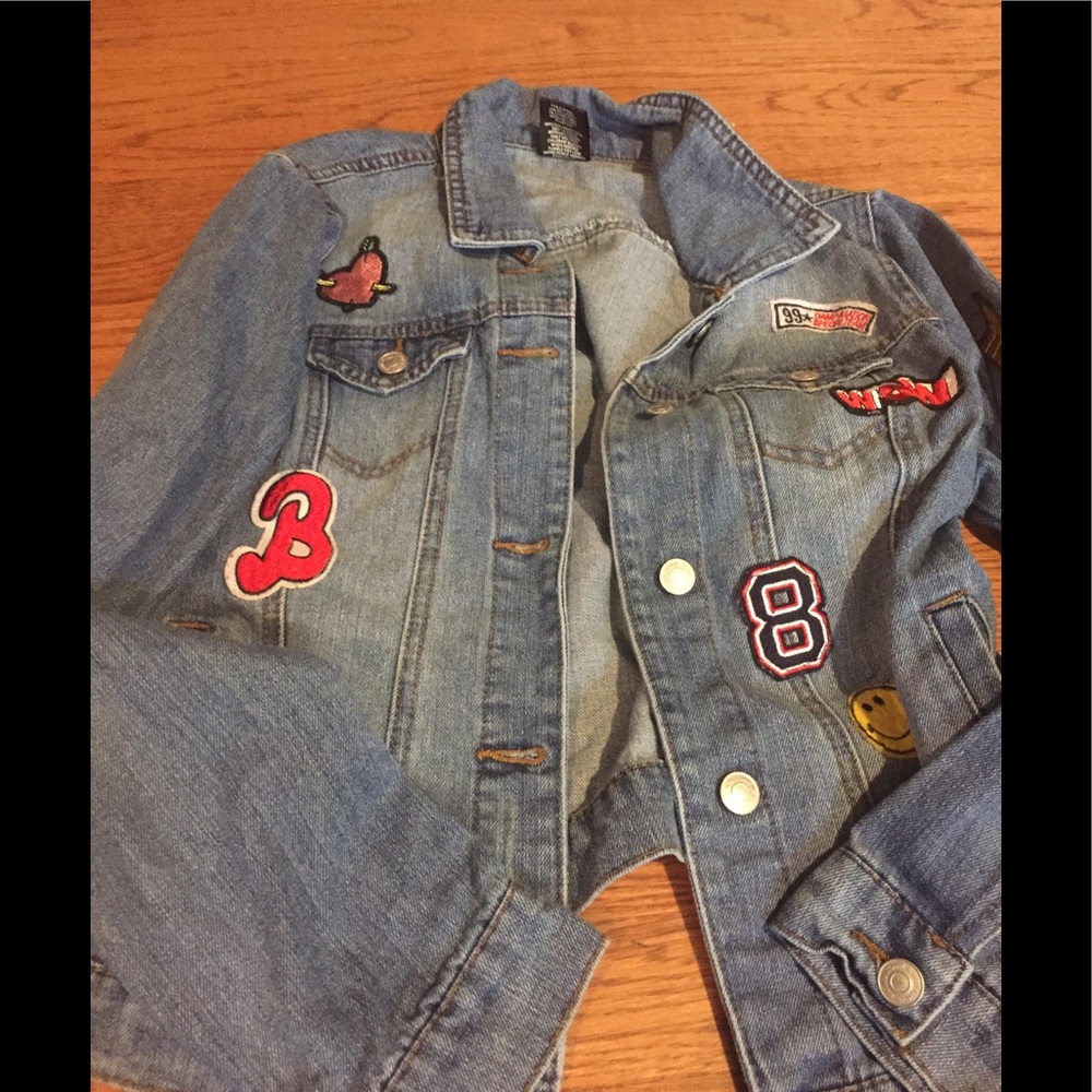 Patched denim jacket